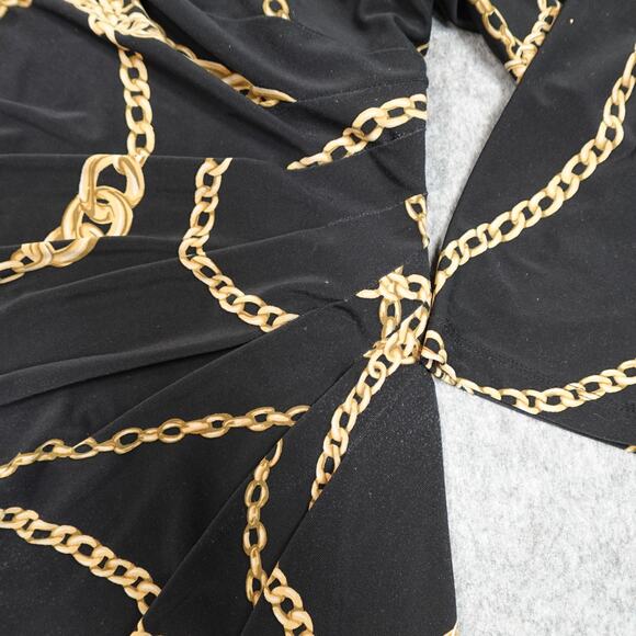 Ralph Lauren Dress Womens 18W Jersey Sheath Midi Bit Bridle Chain Equestrian - Picture 2 of 10